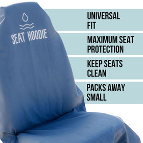 Seat Hoodie in use after beach trip on car seat showing sand protection benefit