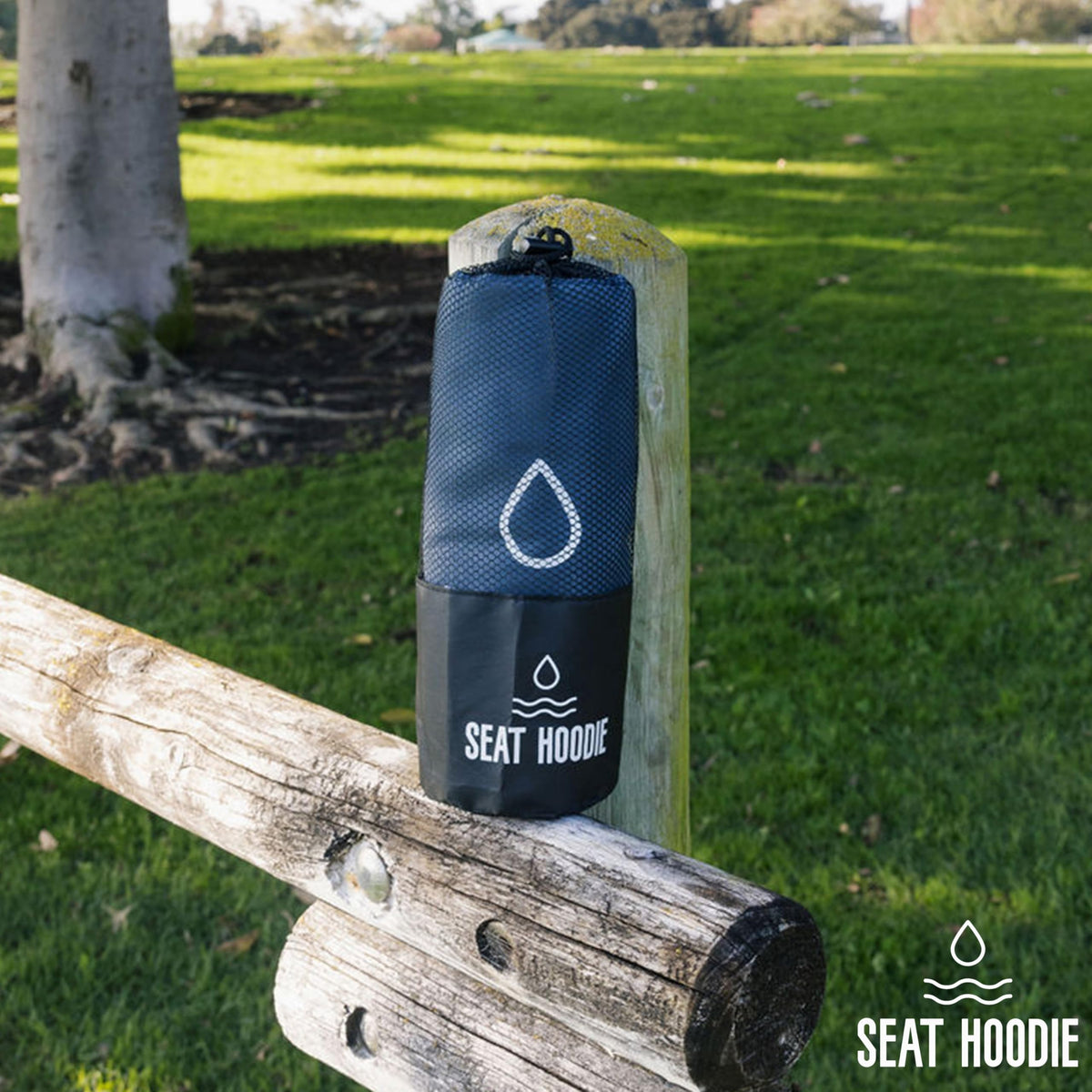 Seat Hoodie sewn label with fabric composition for care and durability info