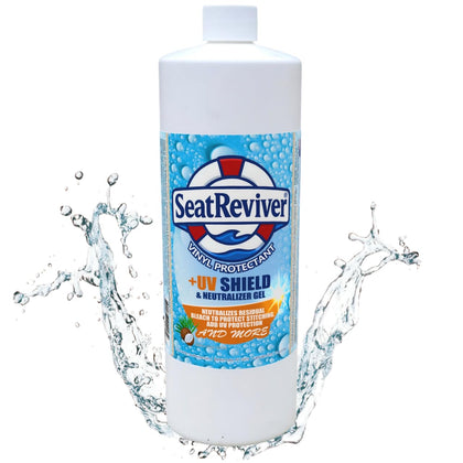 Seat Reviver front label on 32oz bottle showing product name and coconut scent benefit