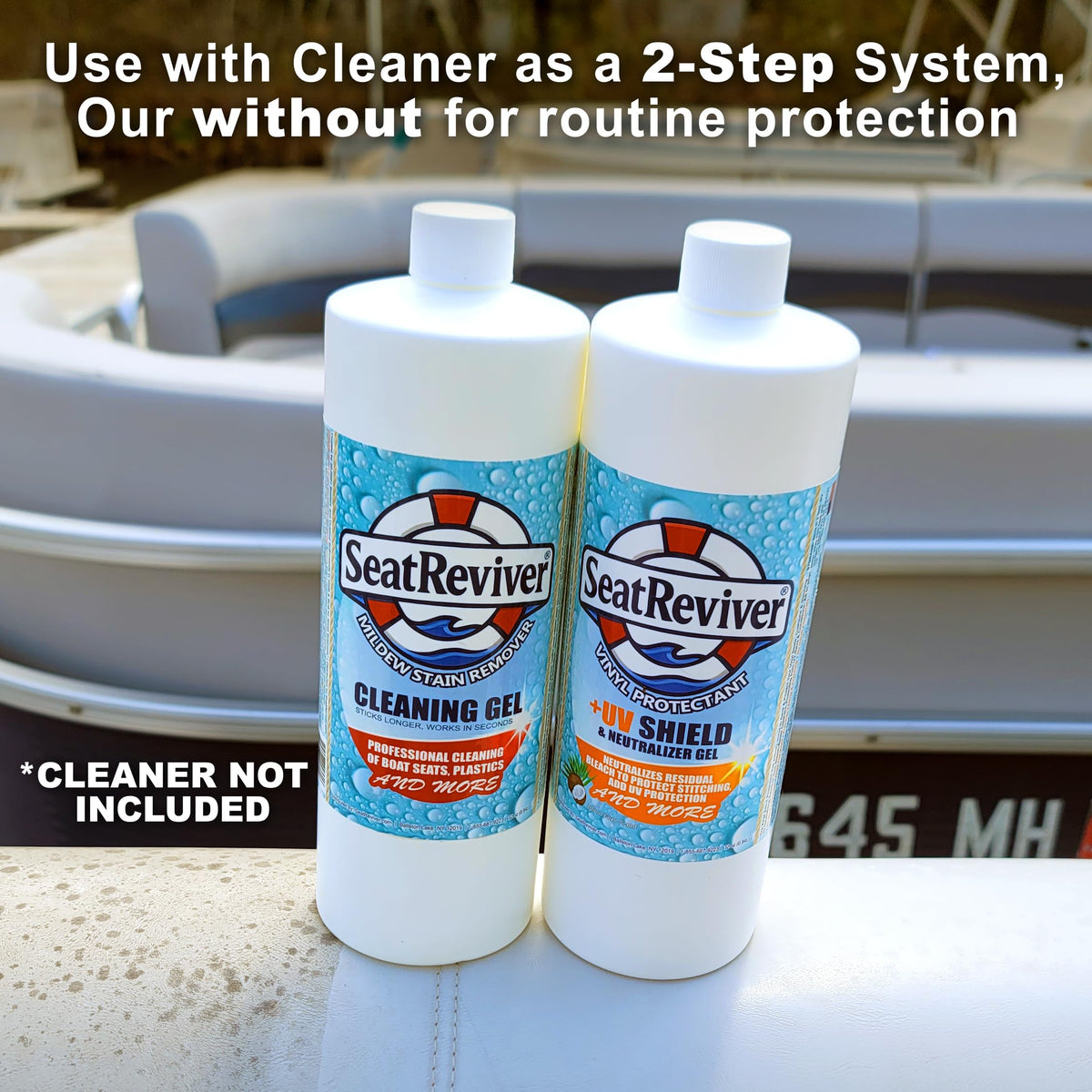 After treatment matte finish on marine upholstery by Seat Reviver for non-greasy look