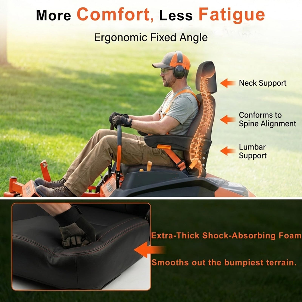 SEATIN closeup of high-density foam padding providing long-lasting support