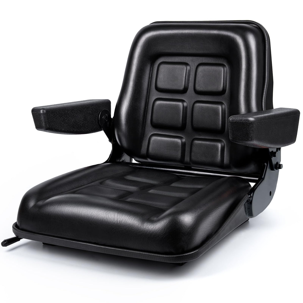 SEATIN front view installed seat showing durable cover and supportive shape for operator comfort