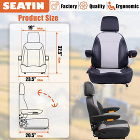 SEATIN fitted inside excavator cab showing universal compatibility and fit