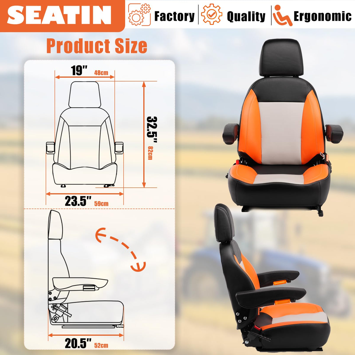 SEATIN mounting base and sliding rails showing adjustable fit for machines