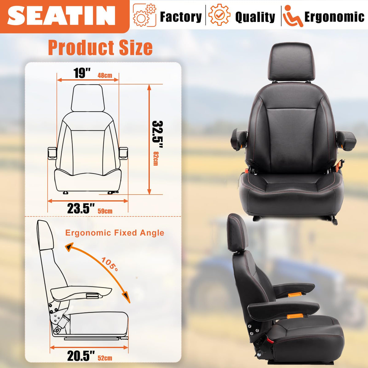 SEATIN mounting rail and bolt pattern display for easier universal installation