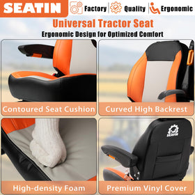 SEATIN mounting rail and bolt pattern illustrating adjustable fitment for many machines