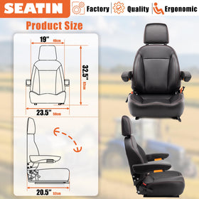 SEATIN side profile showing adjustable armrest and high backrest for better support