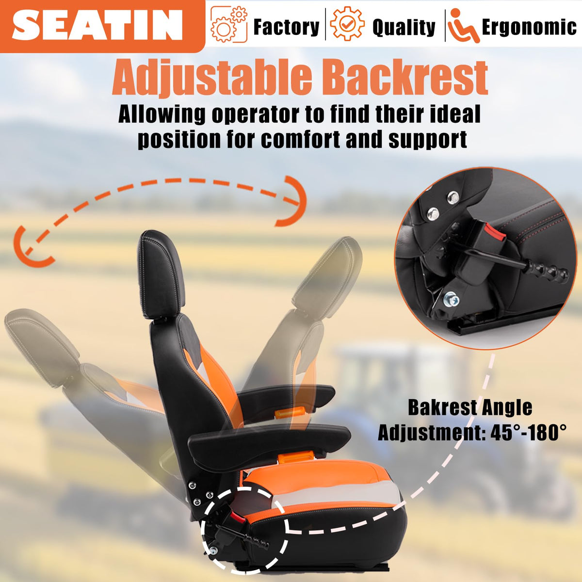 SEATIN side view with armrest adjustment illustrating personalized support