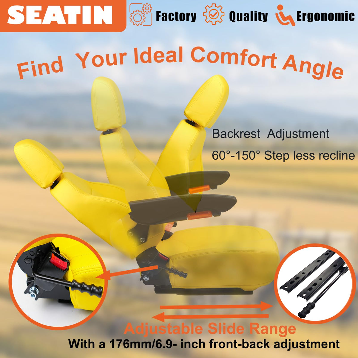 SEATIN side view with armrest adjusted demonstrating personalized support benefit