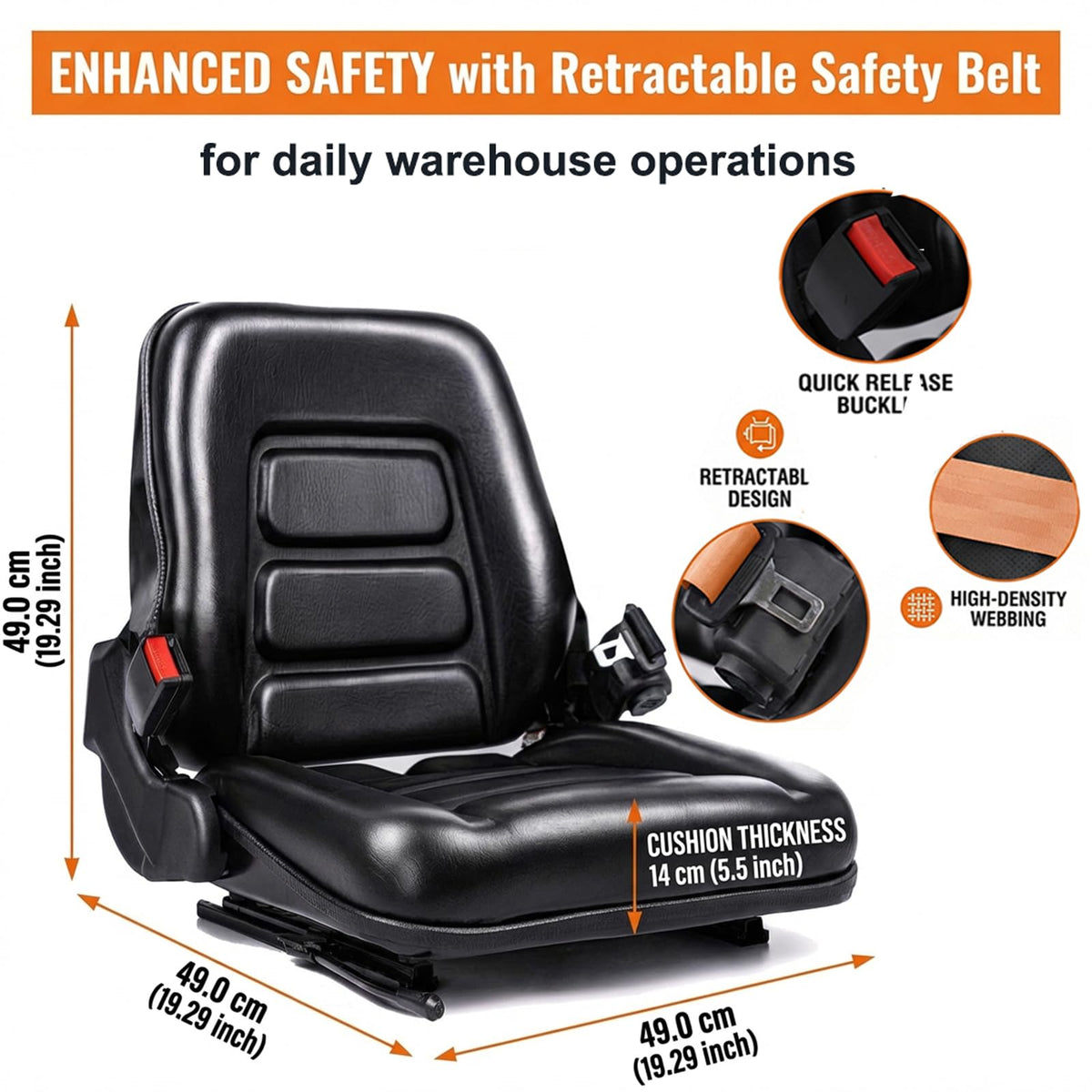 SEATIN seat next to a toolbox for scale showing compact, robust dimensions