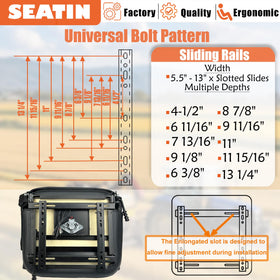 SEATIN next to ruler to show bolt pattern range and sizing clarity