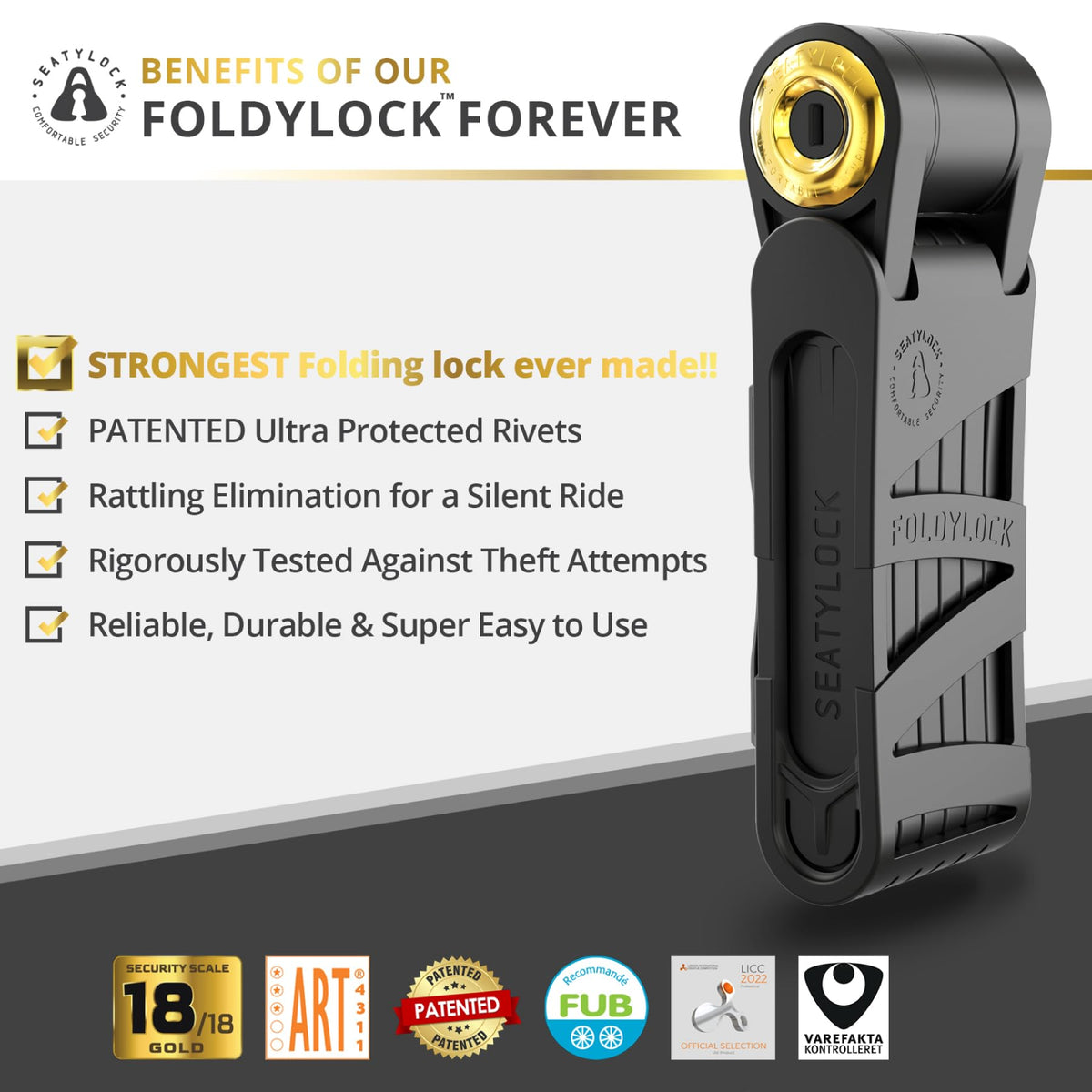 Seatylock FoldyLock close-up of hardened steel link showing robust security