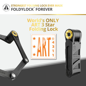 Seatylock FoldyLock locked around a bike rack post demonstrating secure fit