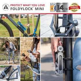 Seatylock FoldyLock Mini wrapped around metal post securing bike against theft