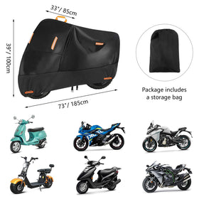 seceles cover fitted on 72 inch scooter showing full weather protection