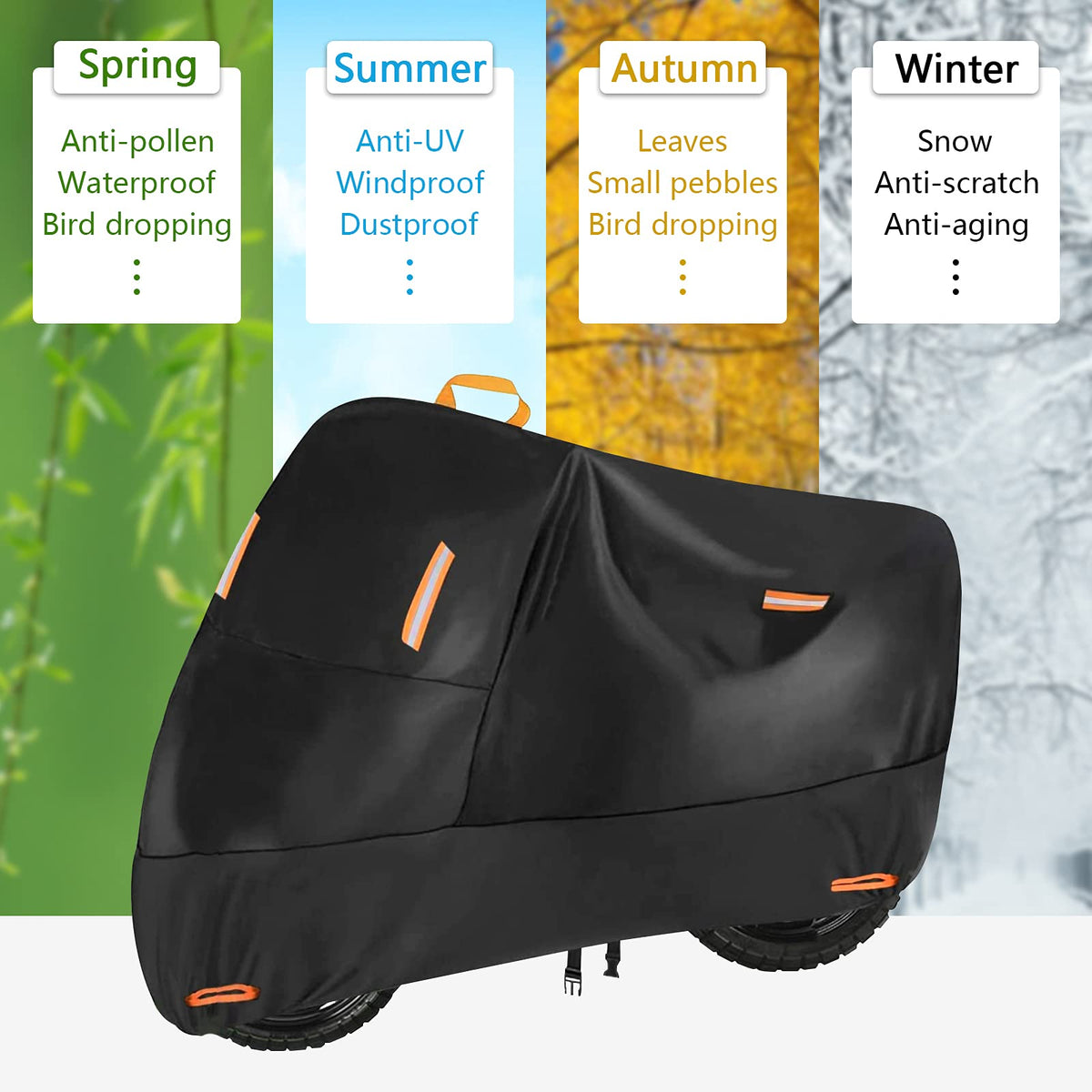 seceles windproof buckles and elastic hem securing cover in gusts