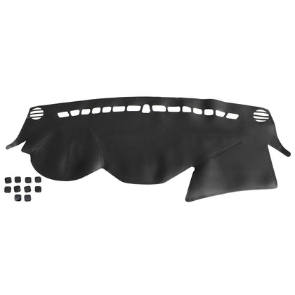 SecosAutoparts front view of black leather dash cover showing neat fit and reduced glare