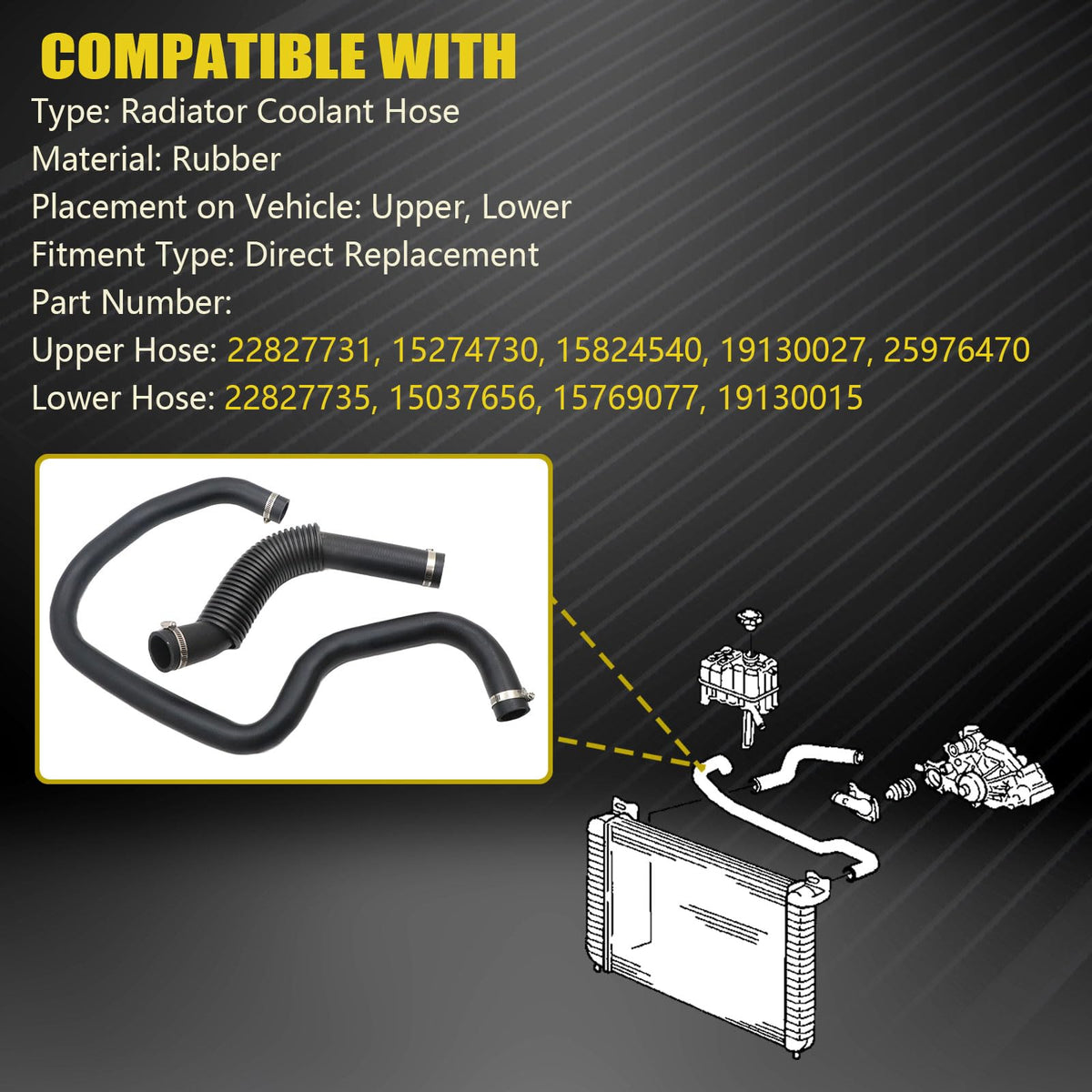 SecosAutoparts hoses beside ruler showing length and scale for correct fit
