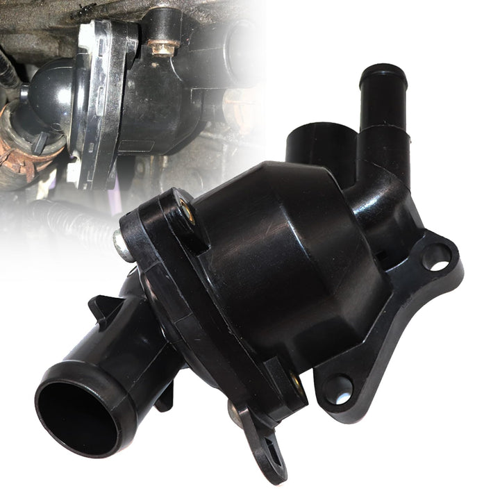 SecosAutoparts front view of thermostat housing showing fitment benefit