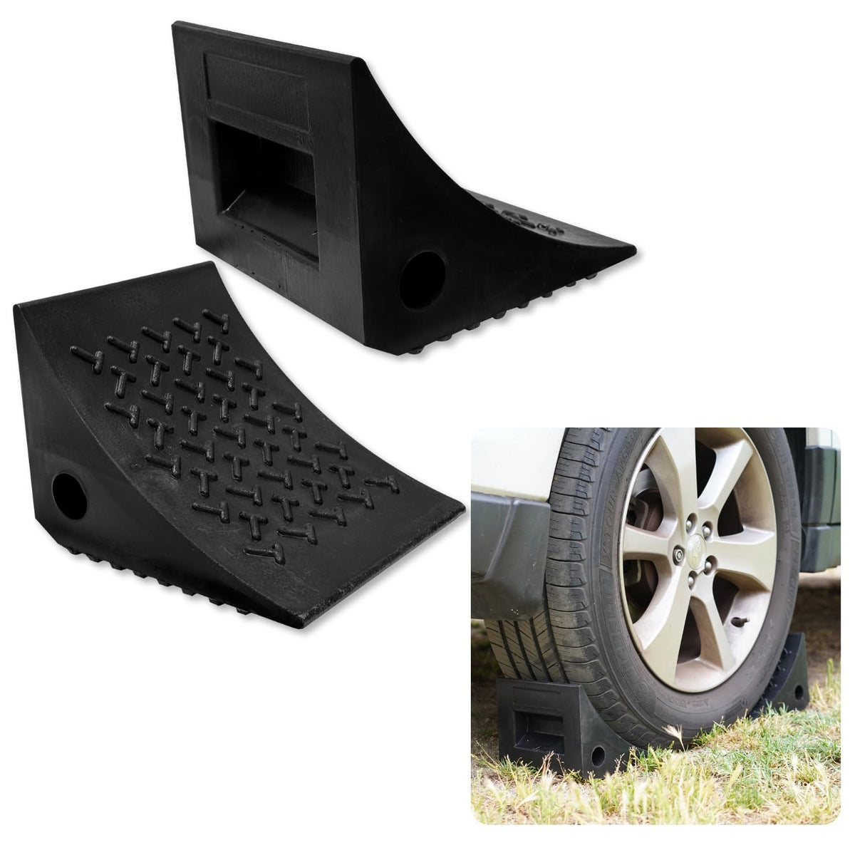 SECURITYMAN front view showing two chocks ready for secure parking