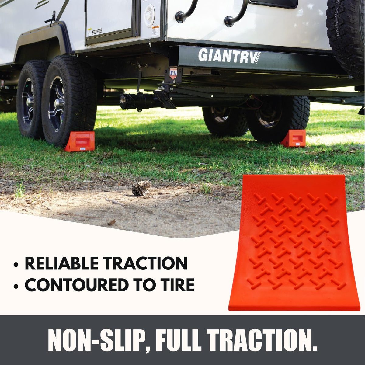 SECURITYMAN chock in use under trailer wheel to prevent unintended rolling