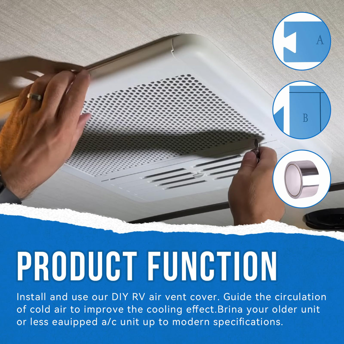 SeDeplacer installed in ceiling vent demonstrating directed cold-air delivery