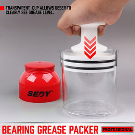 SEDY tool in use pressing bearing to force out old grease, speeding maintenance