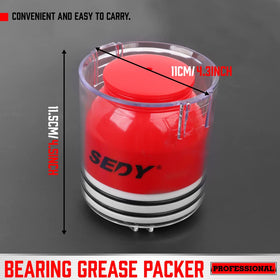 SEDY close-up of tool cavity holding expelled grease for tidy disposal and less mess