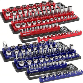 SEDY front packaging showing six-piece magnetic socket organizer and color coding for metric and SAE