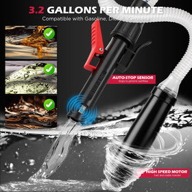 SEDY flexible intake hose extended to reach bottom of cans easily