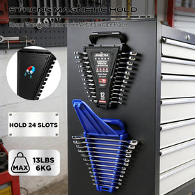 SEDY magnetic base attached to steel toolbox holding tray stable during use