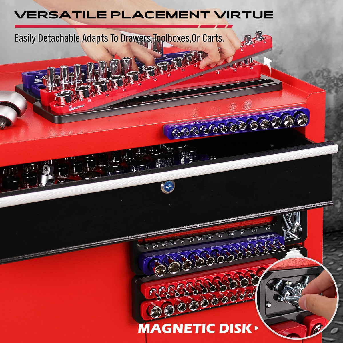 SEDY magnetic parts tray holding nuts and bolts to prevent loss during projects