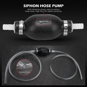 SEDY siphon hand pump with PVC hose demonstrating fast fluid transfer