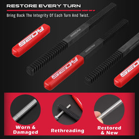 SEDY rethreading a spark plug hole to ensure correct spark plug seating