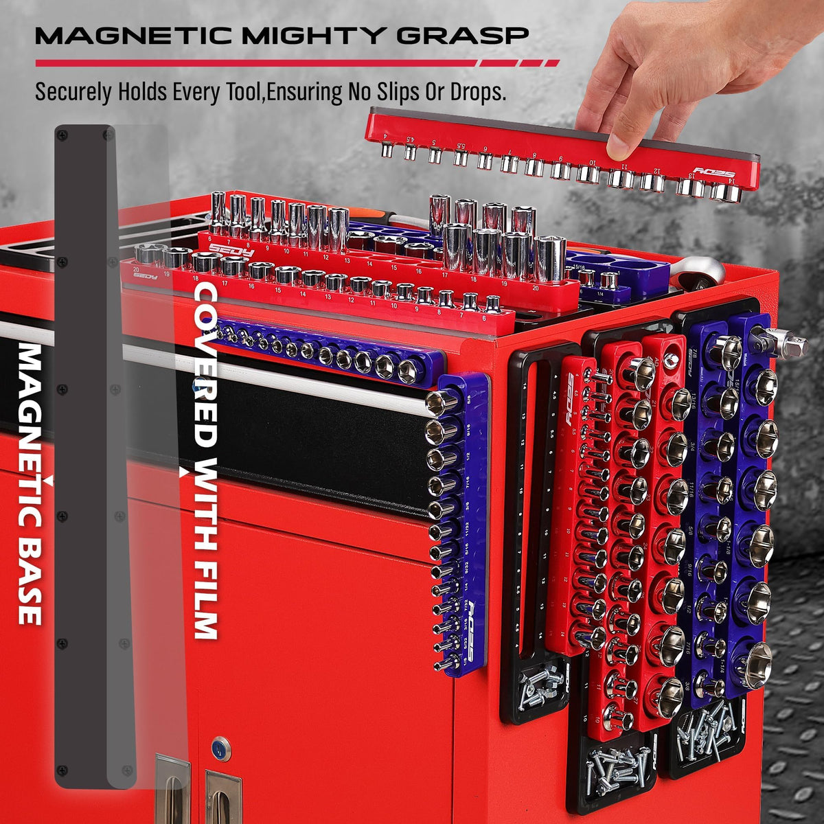 SEDY tray installed in a toolbox drawer organizing sockets for fast retrieval and neat storage