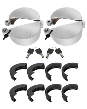 Seekdesi front view of two locking fuel cap covers showing secure fit and finish