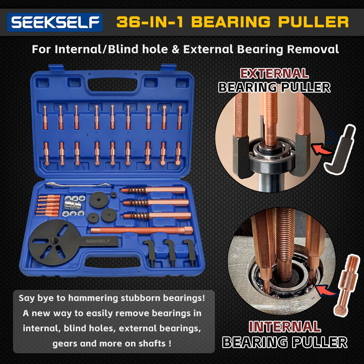 SEEKSELF collets close-up highlighting hardened-steel finish for reliable locking and long life