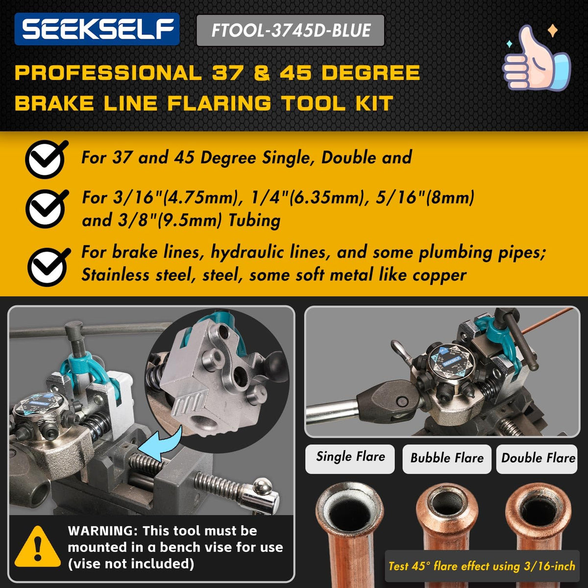 SEEKSELF die blocks close-up showing split dies for accurate, anti-slip flaring
