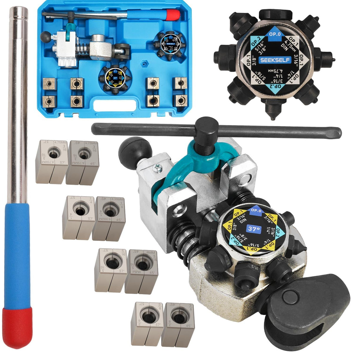 SEEKSELF flaring tool front view showing solid steel body and handle for durability