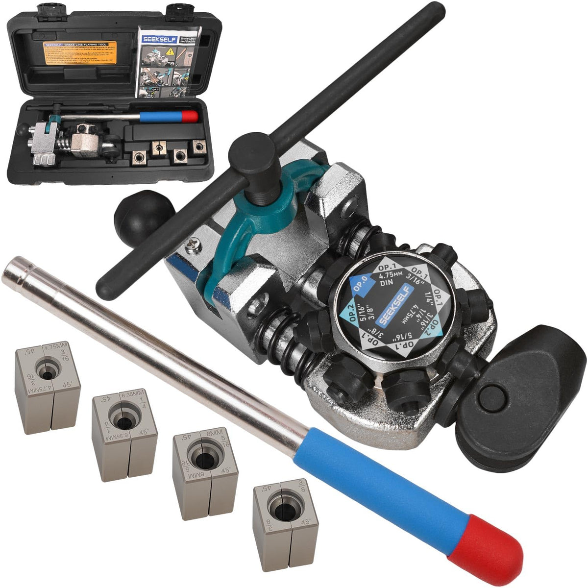 SEEKSELF front view of flaring tool kit showing organized components and case for easy storage