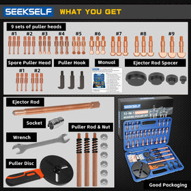 SEEKSELF array of internal puller head sets for versatile bearing sizes