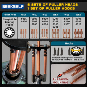 SEEKSELF puller in use extracting a blind-hole bearing to demonstrate safe, controlled removal