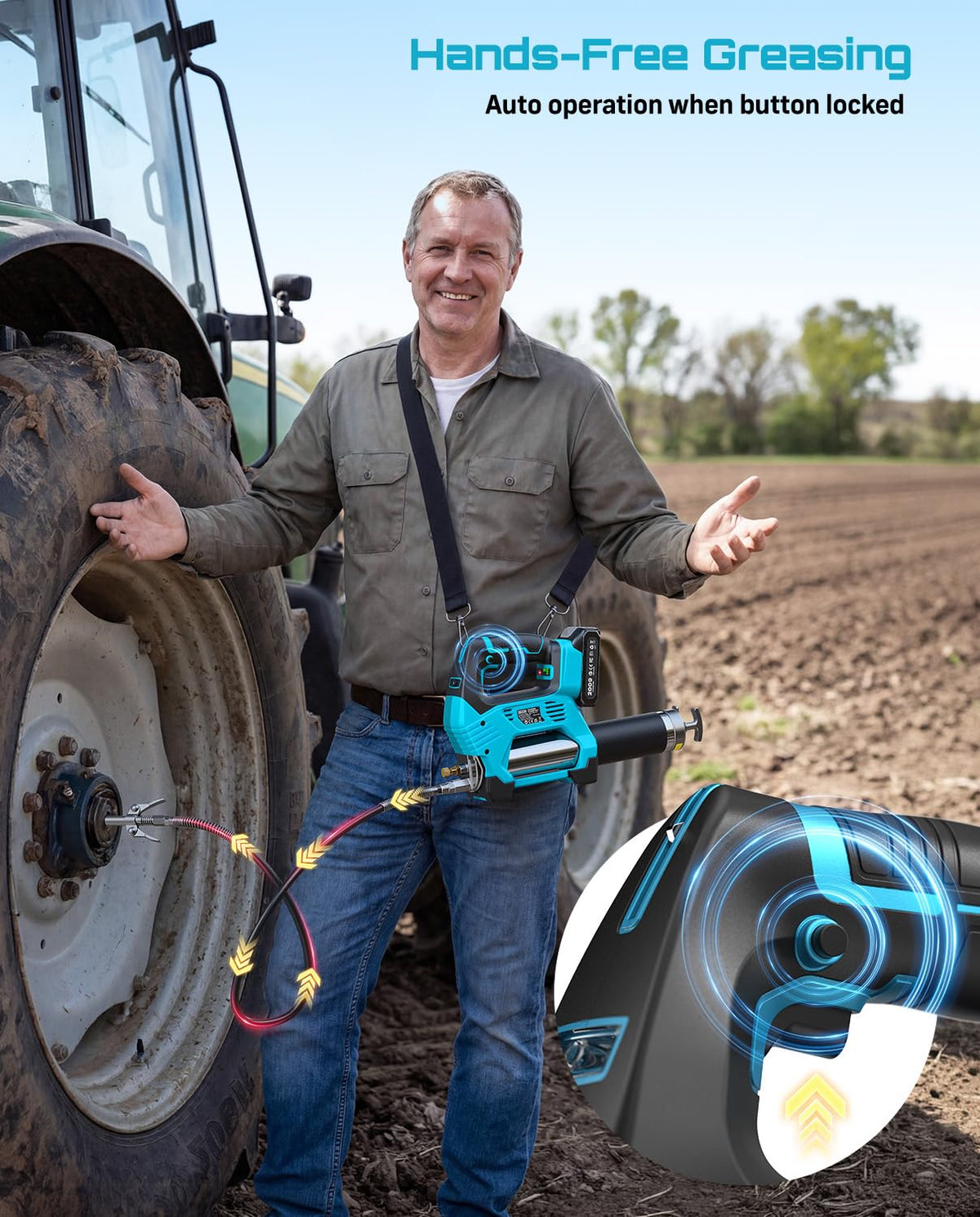 Seesii in use on a tractor zerk fitting speeding routine maintenance