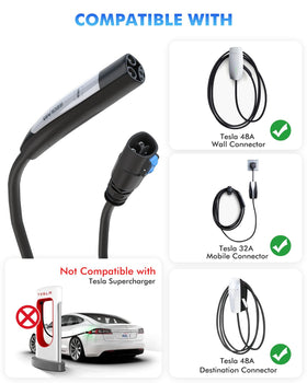 SEGUMA extension connected to Tesla Wall Connector demonstrating convenient use