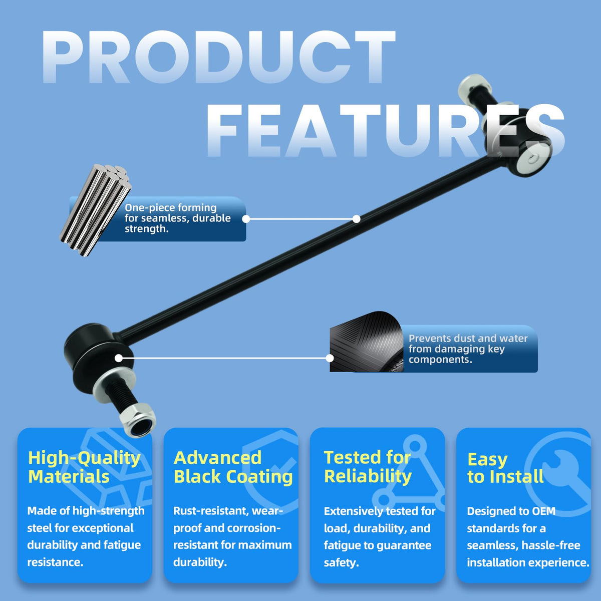 SegurVelo electrophoretic finish close-up protecting alloy link from rust and road salt