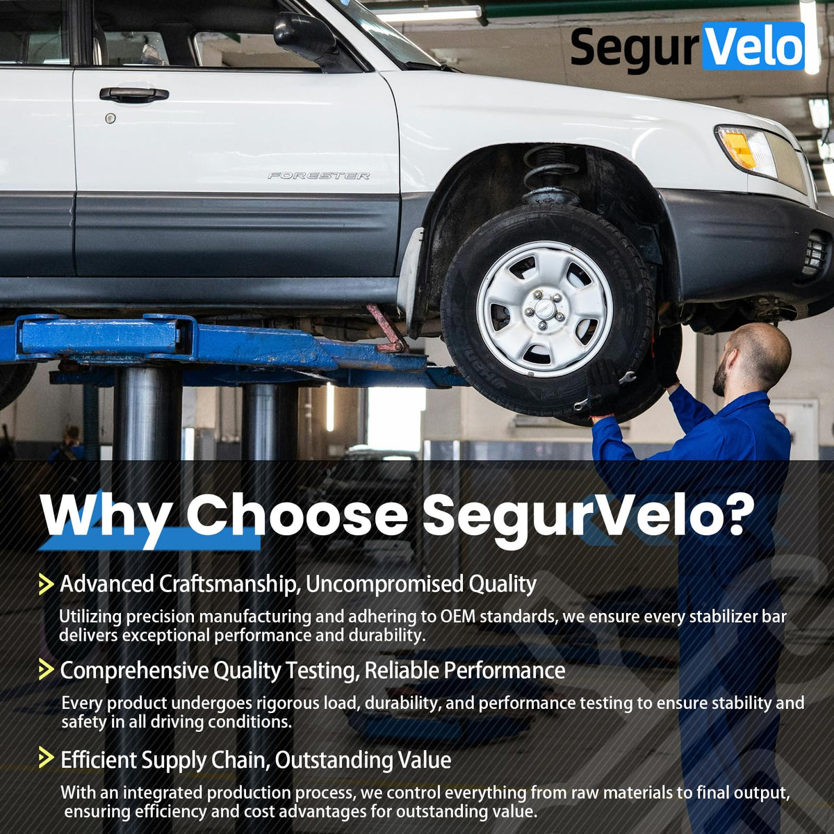 SegurVelo installation in a garage showing easy bolt-on swap for improved ride feel