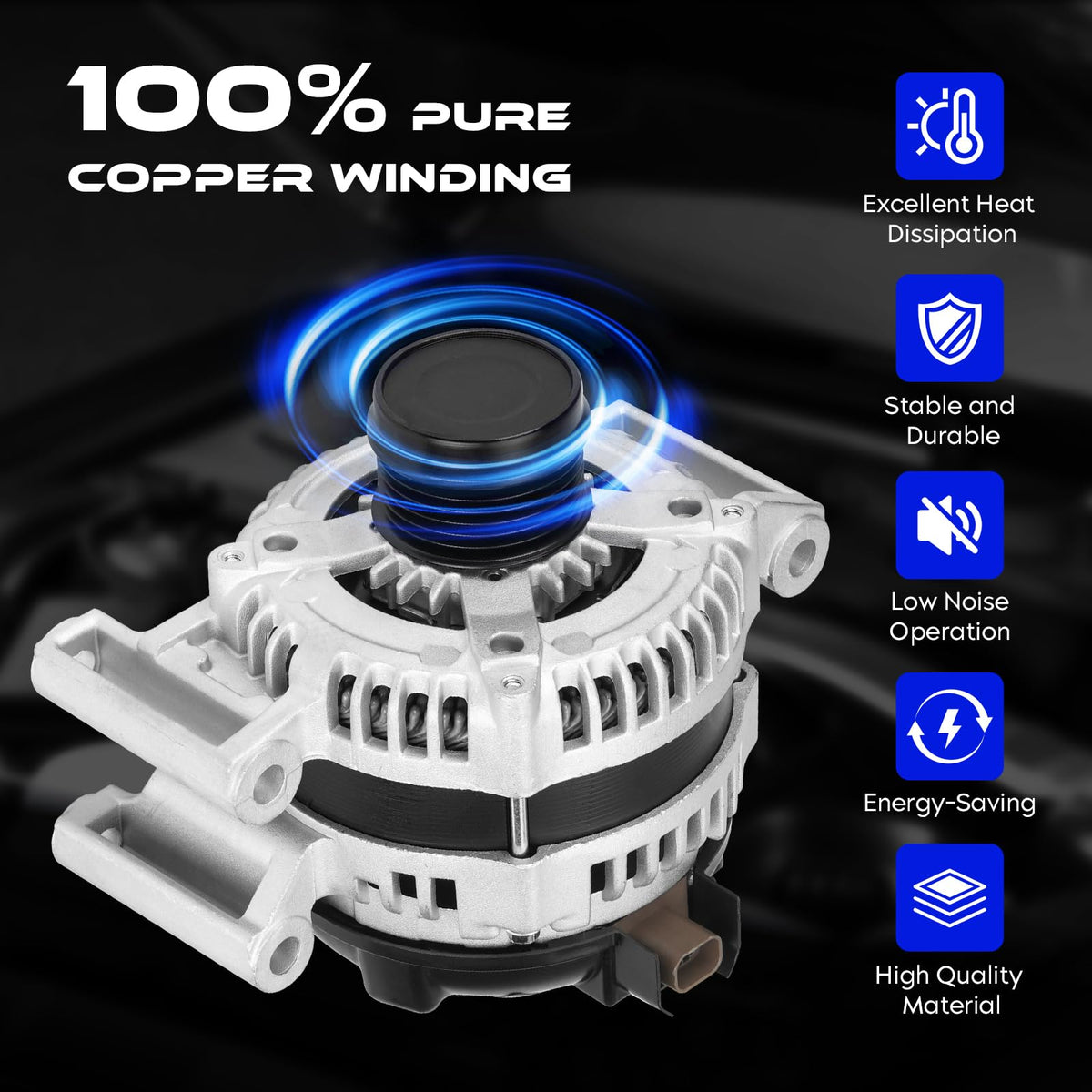 SEHNSUCHT alternator next to ruler showing compact size for easy replacement