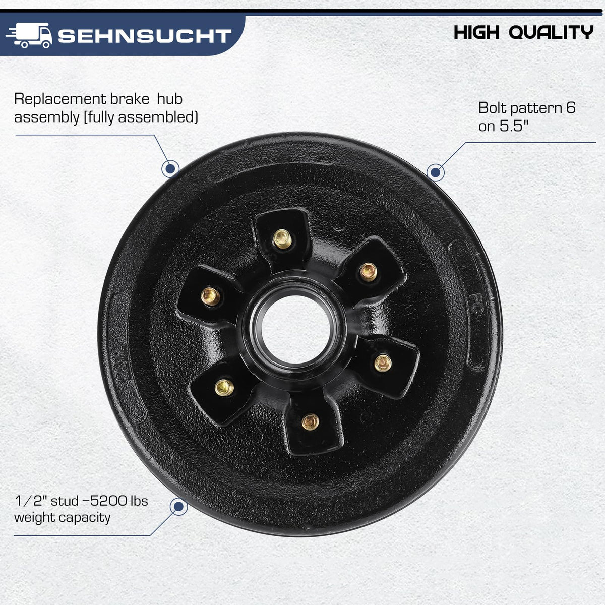 SEHNSUCHT brake drum close-up highlighting corrosion-resistant finish