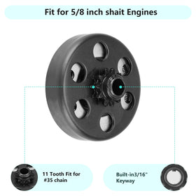 SEHNSUCHT shaft keyway detail showing 5/8-inch bore for correct engine fitment
