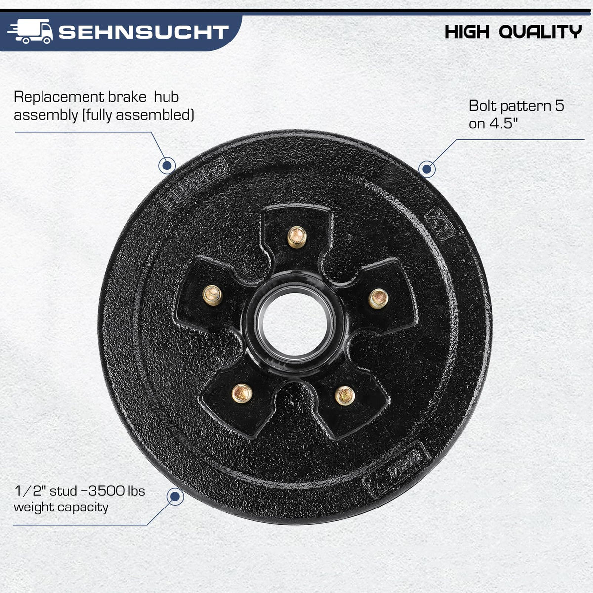 SEHNSUCHT electric brake assembly detail showing self-adjusting mechanism reliability